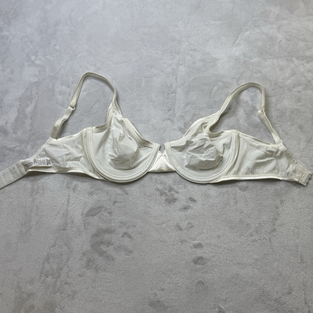 Vintage 1997 Victoria's Secret Deadstock Micro‎ Satin Bra White 34C Made In USA